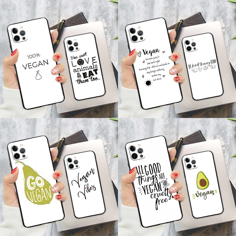 LOVE VEGGIE Vegetarian VEGAN Phone Case For iPhone 16 15 14 13 12 11 Pro Max 12 13 Mini 7 8 16 Plus X XR XS Max Cover