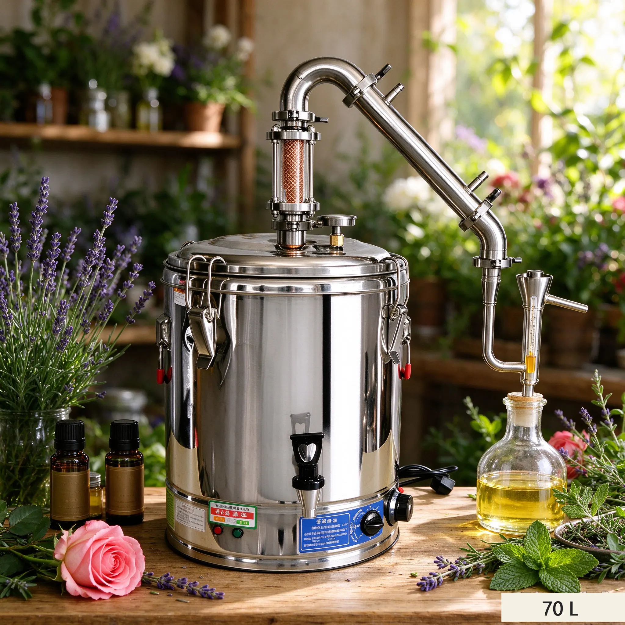 70L Essential Oil Distiller Electric Equipment for Home Brew Machine Destillation Brewing Kit Wine Fermentation Barrel Brandy
