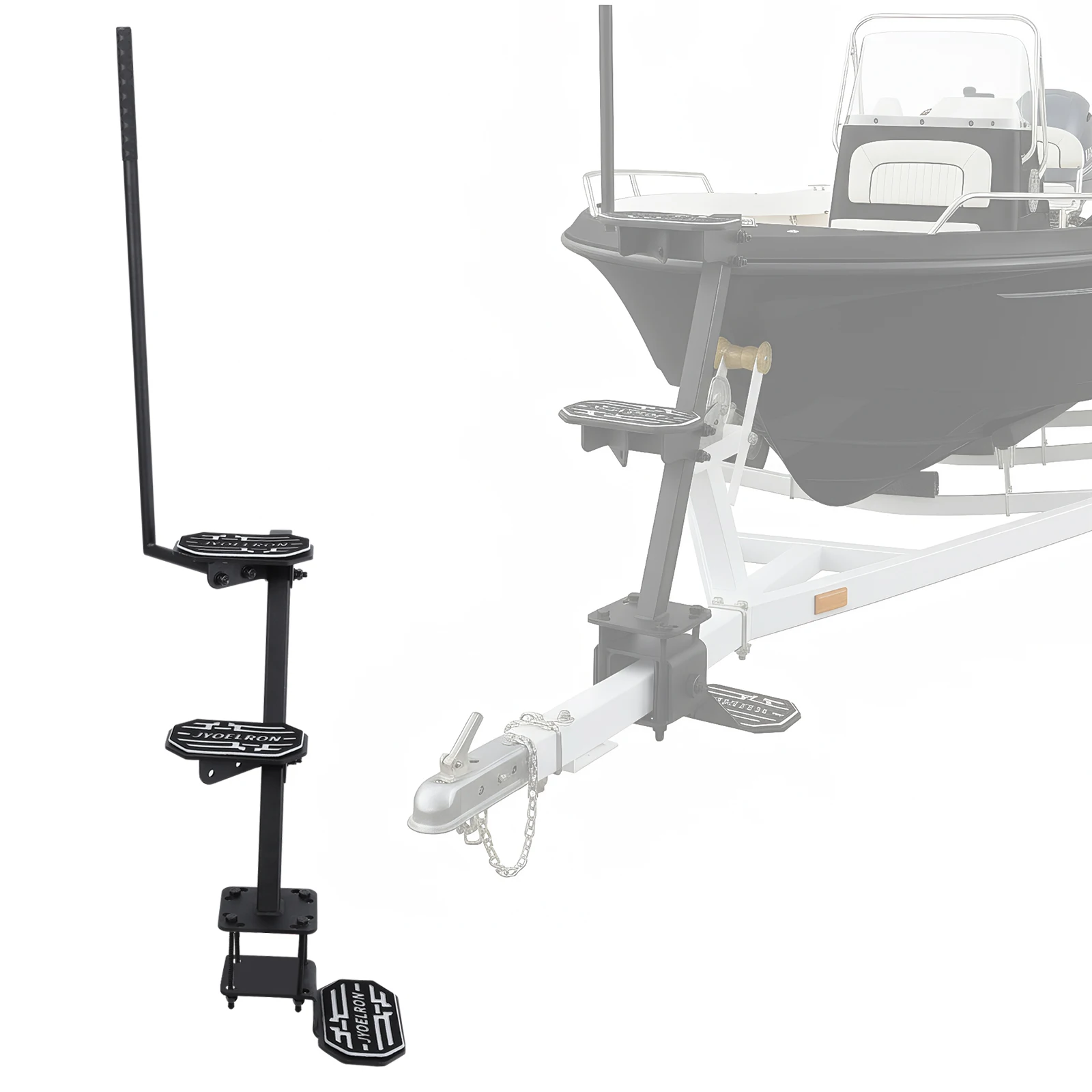 

Boat Trailer Steps with Handrails Yacht Staircase Capacity 450 Lbs Anti-Slip Mat Staircases for Boats Dock & Launching