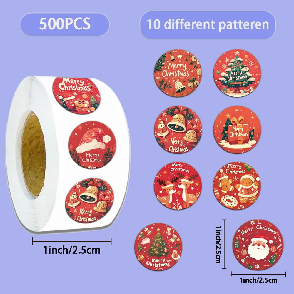 

500 шт., креативные рождественские наклейки, мультяшный материал, витрина, украшение для закусок, клейкие этикетки, свернутые наклейки
