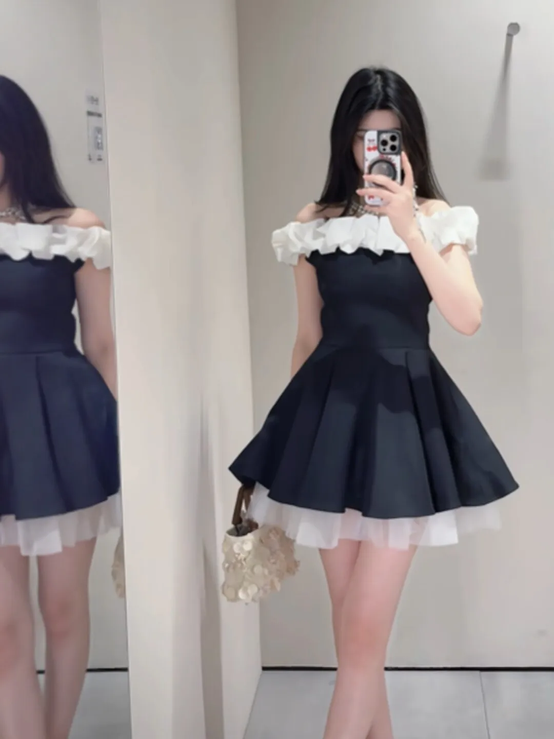 

Korean Style Sweet One Shoulder Puffy Short Skirt Waist Cinched Cute Dress Summer Fashionable Casual City Commute School Date