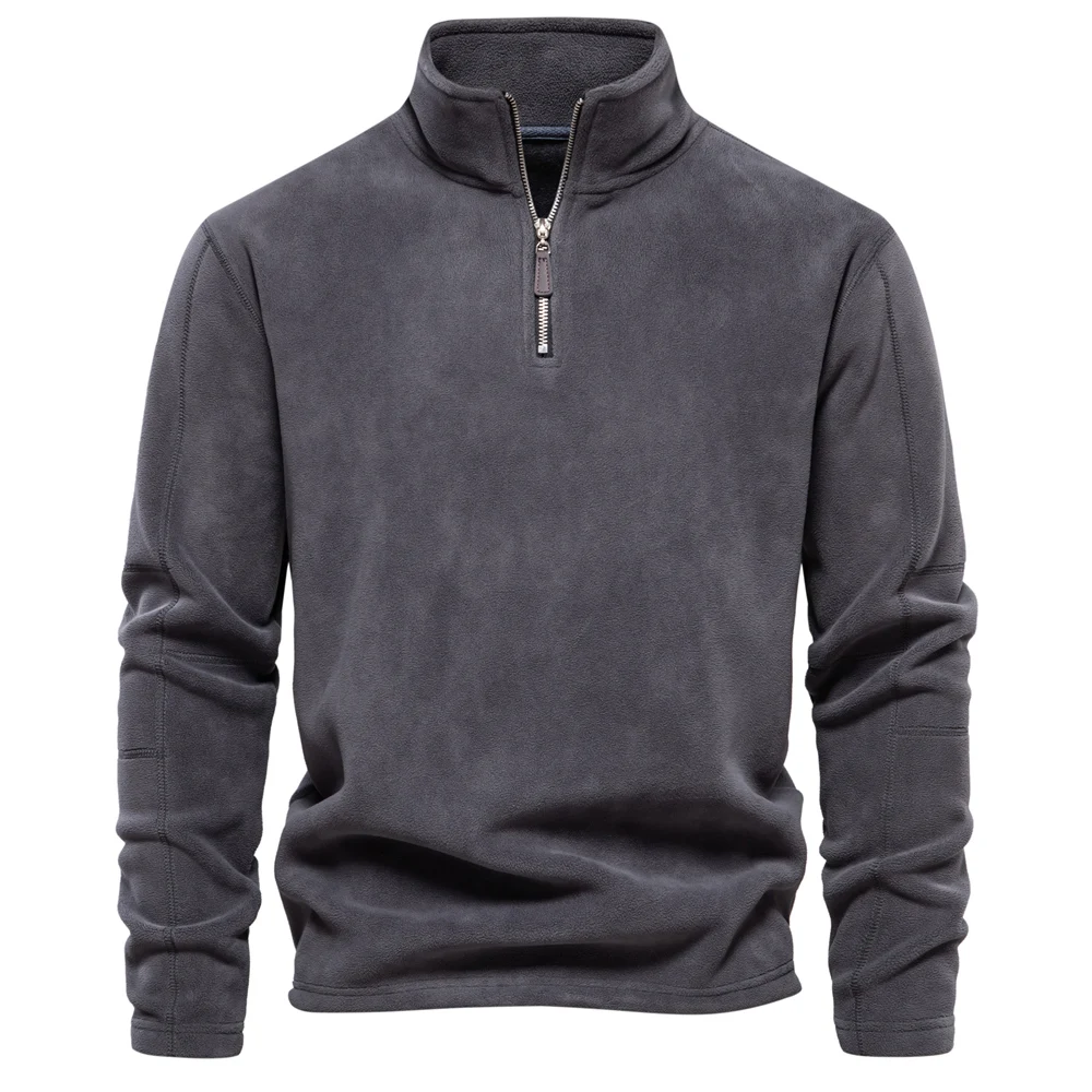 AIOPESON Merk Kwaliteit Dikker Warme Fleece Jas voor Mannen Rits Hals Trui heren Sweatshirt Soft Shell Heren Jas