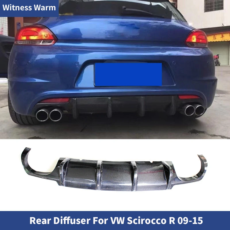 Carbon Fiber FRP Rear Diffuser Bumper Lip Spoiler for Volkswagen Scirocco R Splitter Car Styling 09-15