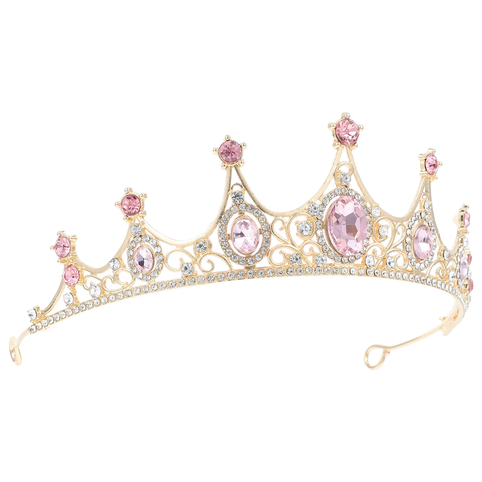 

Baroque Crown Hair Accessories Headband Pink Alloy Bridal Crowns for Wedding Woman
