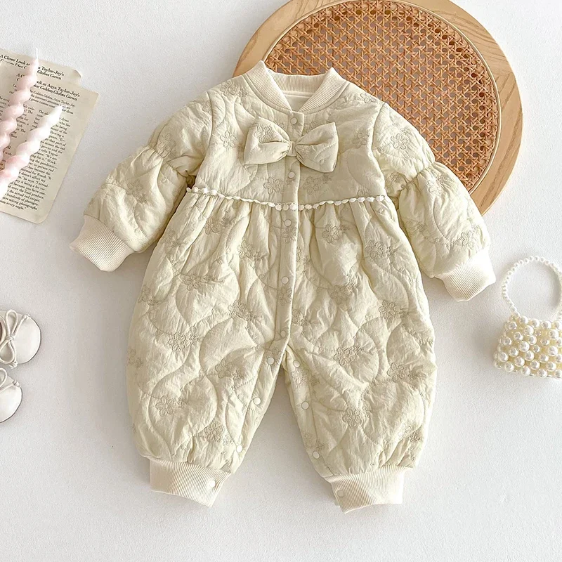 2025 New Winter Toddler Baby Girl Thicken Warm Romper Infant Baby Girls Thicken Warm Jumpsuit 0-24M Children Clothes