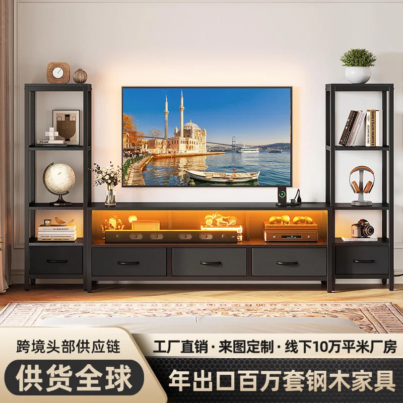 Living room TV cabinet with power strip light with multi-function chest cabinet shelf shelf source