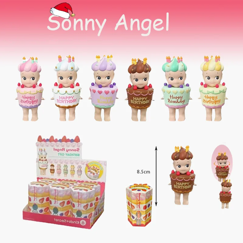 Cute Sonny Angel Hippers Blind Box Birthday Cake Gift Series Doll Models Mini Anime Characters Gifts Room Christmas Gift