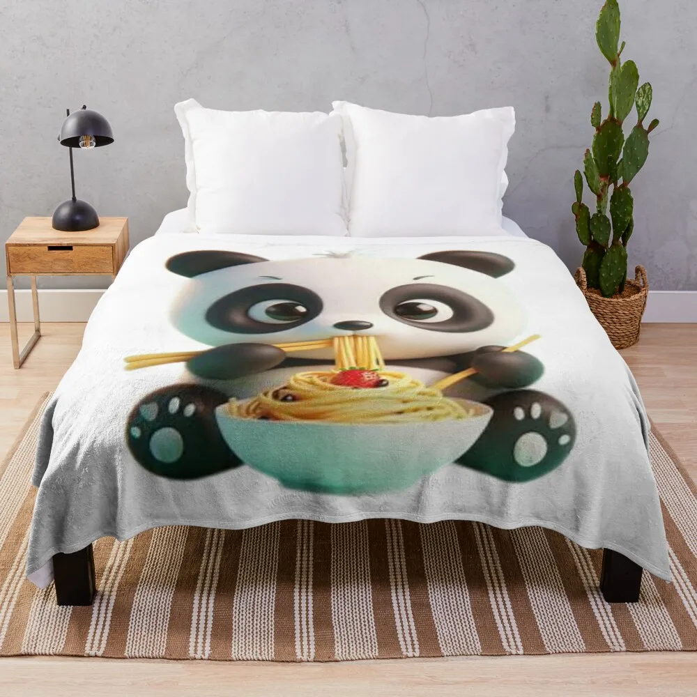 

panda eating spaghetti Throw Blanket Fashion Sofas Tourist Blankets Sofas Of Decoration Blankets