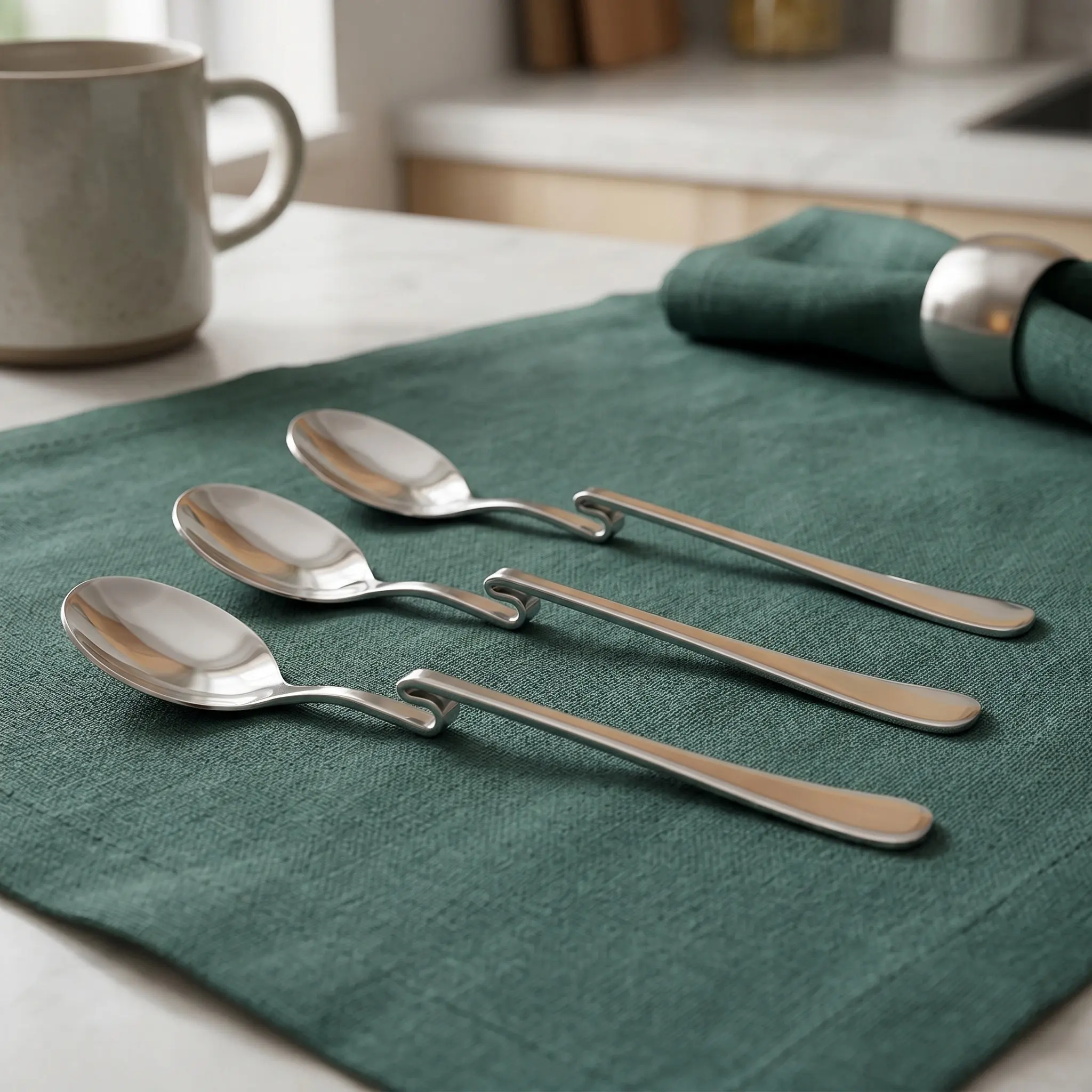 6 Pcs Cake Spoon Creative Coffee Bar Accessories Espresso Spoons Mixing Bent Handle