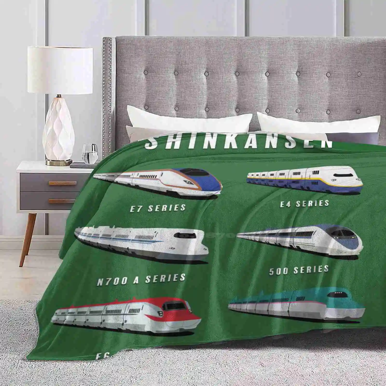 Japanese Shinkansen Bullet Trains Artwork Super Warm Soft Blankets On Sofa/Bed/Travel Shinkansen E7 Bullet Train Tokyo E7