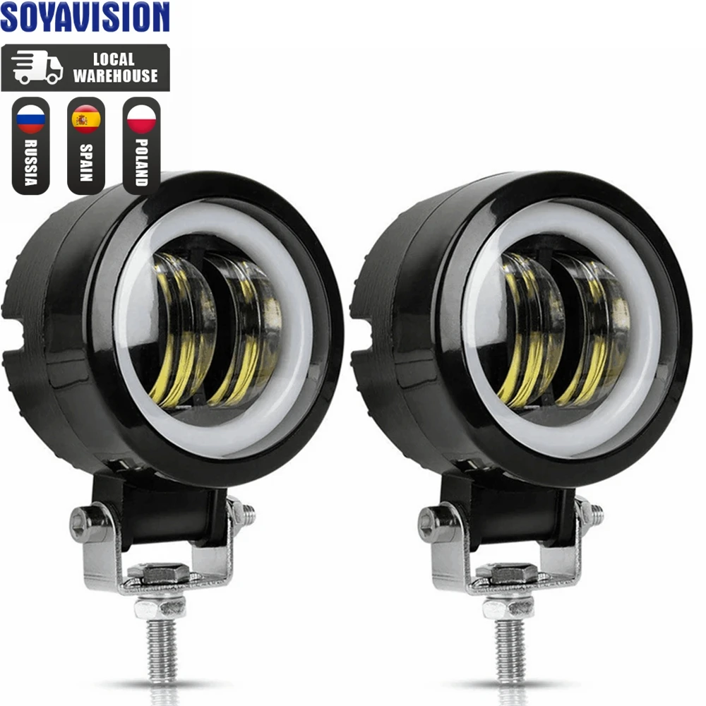LED Fog Lamp Driving Daytime Off road Led Light Headlight 3\'\' 20W Motorcycle Halo Lamps For Jeep ATV 12V 24V SUV Worklight Beams
