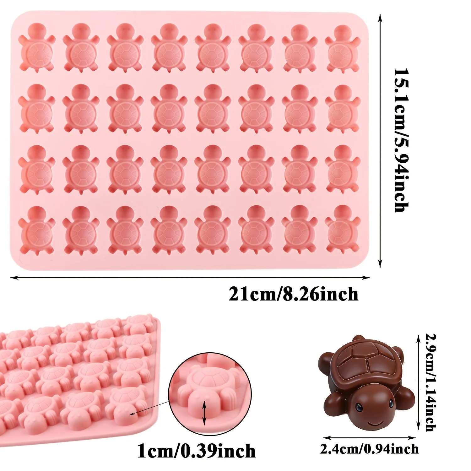 1 Fun-Shaped Silicone Candy Mold, Available in Two Colors, Small Turtle-Shaped Candy Silicone Mold, Animal-Shaped Cookie Silicone Mold, Can Be Used to Make Chocolate, Candy, Cookies, Fondant, Cake Decorations, Etc