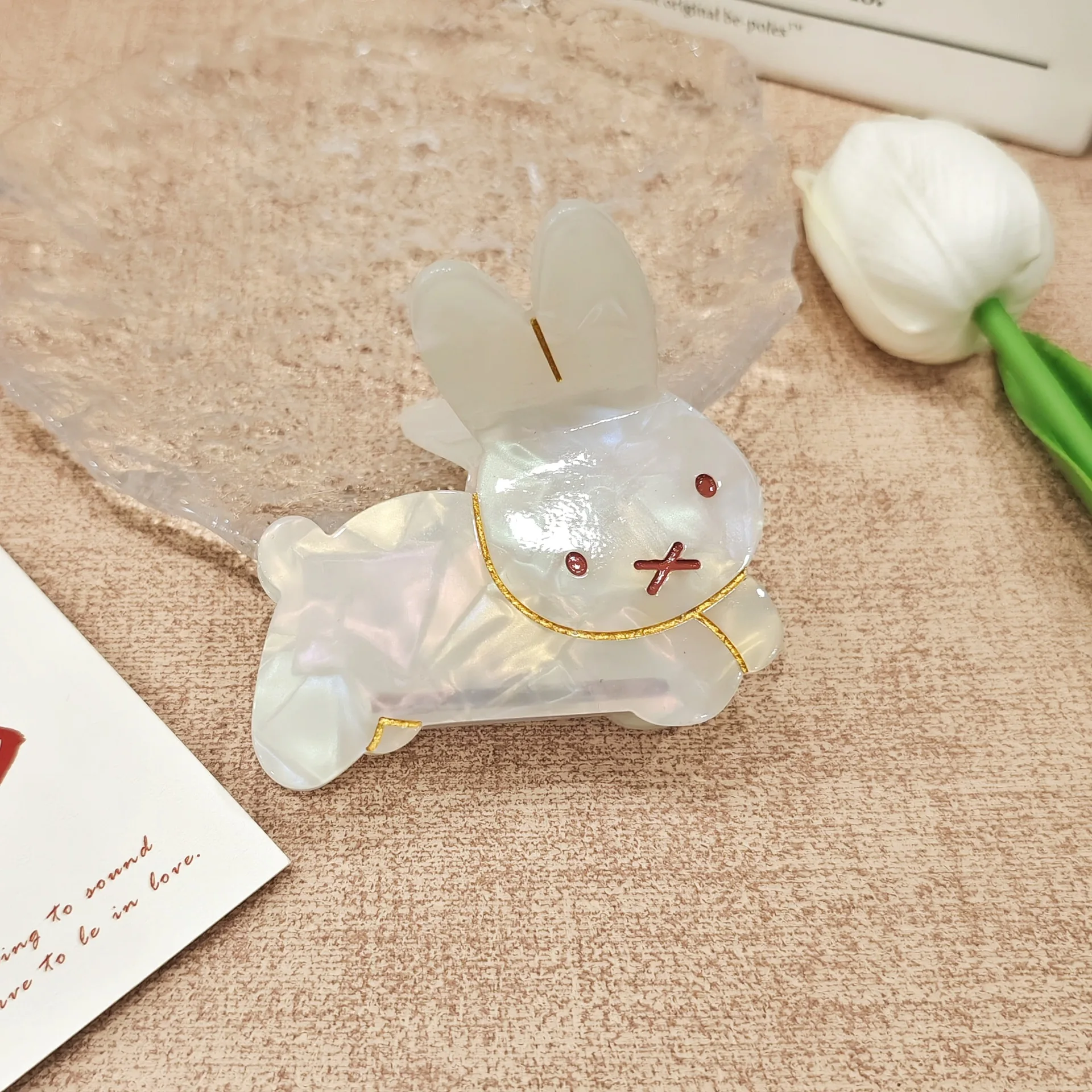 1pc new cute rabbit hair clip, acetate hair grab, suitable for less hair, hair clip, shark clip, clip, hair accessory, hair image 4