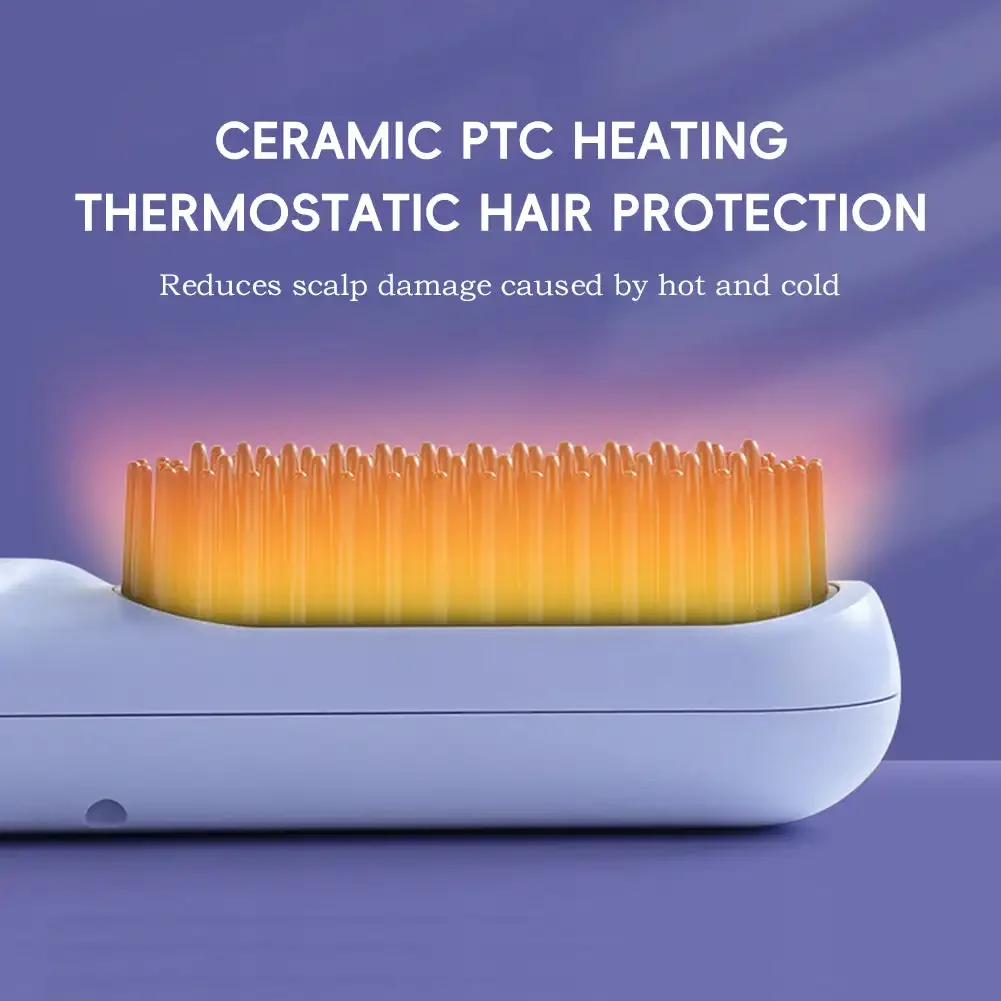 فرشاة فرد الشعر USB قابلة للشحن اللاسلكي الأيونات السالبة فرشاة ساخنة الكهربائية رقيق مجعد تصفيف الشعر وفك تشابك الشعر
