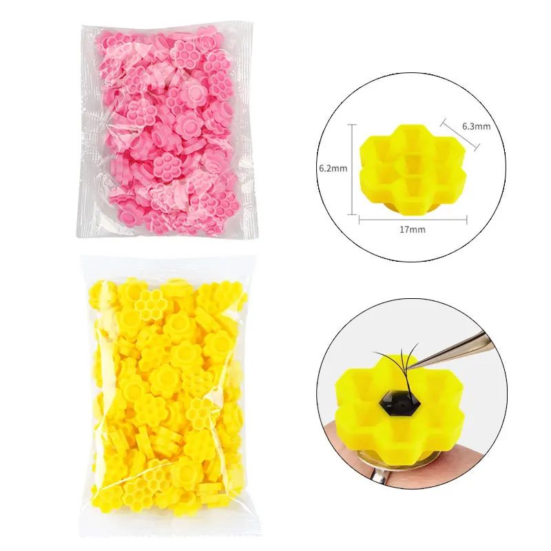 100 PCS Grafted Eyelash Delay Cup Glue Holder Flower Plum Shaped Lash Blossom Cup Eyelashes Extension Makeup Supplies