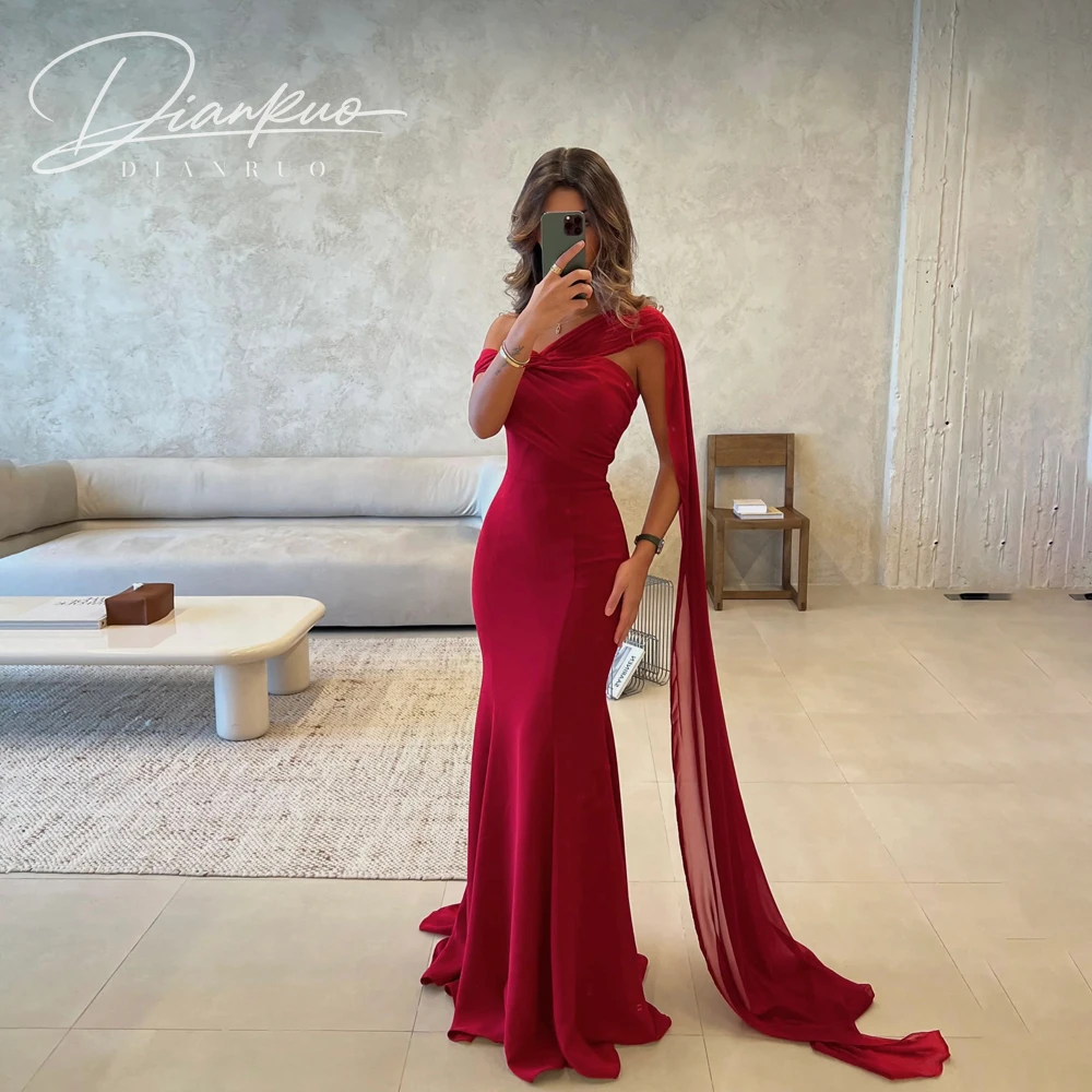 

Customized Classic Fashion Jersey Pleat Ruched Mermaid Off The Shoulder Long Dresses Bespoke Occasion Dresses Elegant Matching