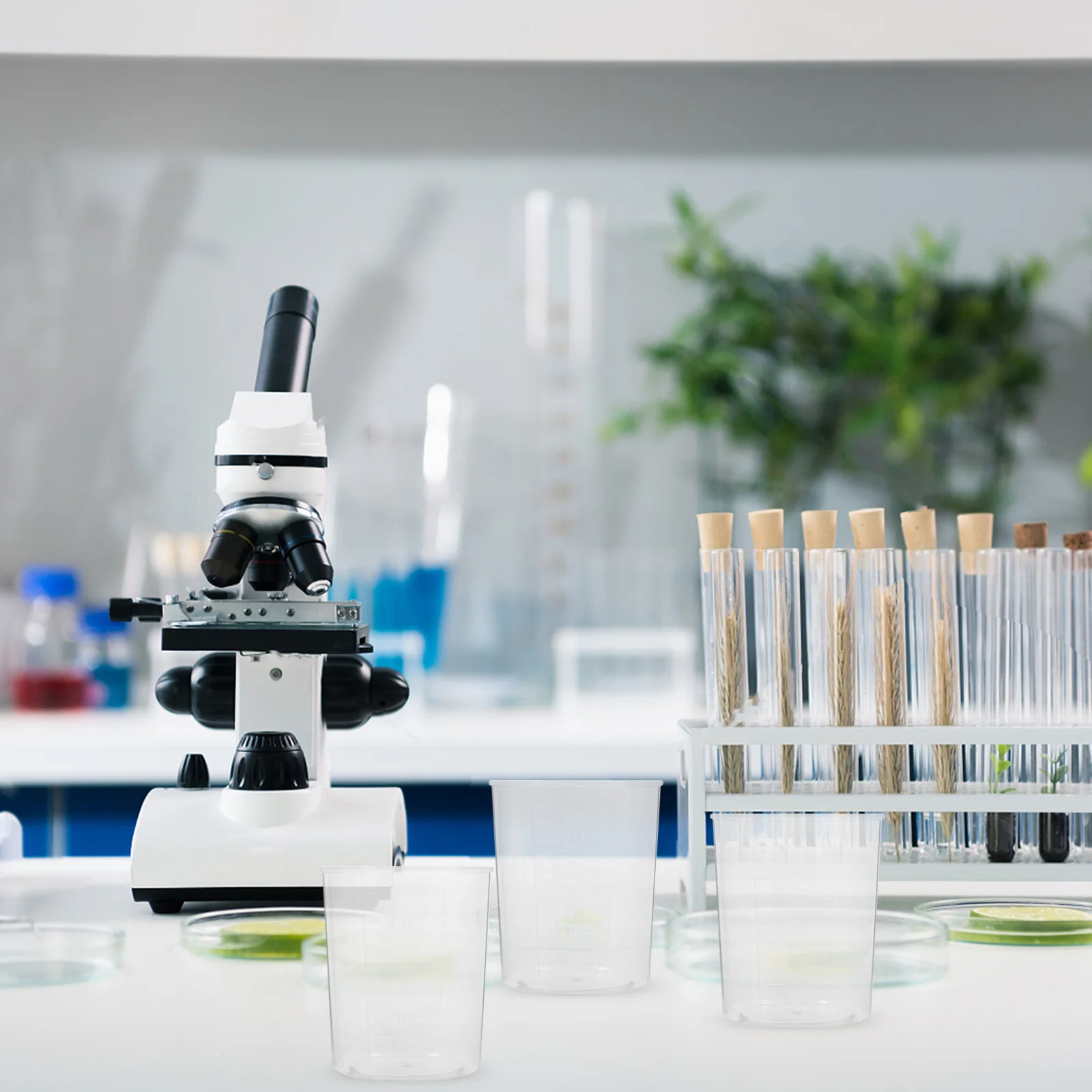 30Pcs Measuring Beakers Clear Plastic Graduated Liquid Measuring Tools Set Laboratory Equipment Heat Resistant for Experiment