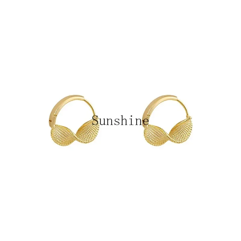 

Gold twist circle earrings stud earrings light luxury high-end earrings women