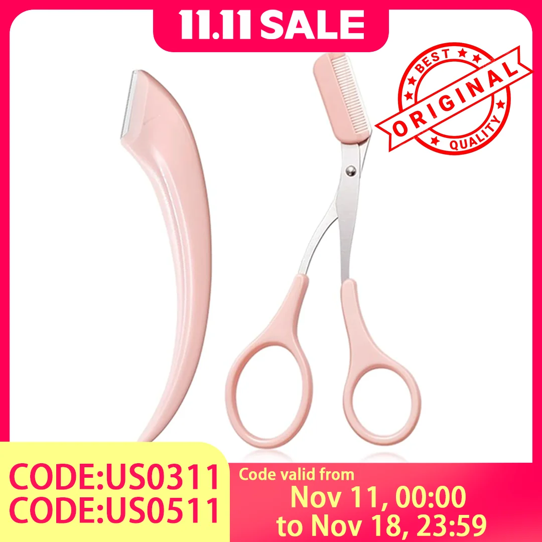 Professional Eyebrow Scissors Set - Precision Grooming Kit with Comb, Spoolie Brush & Shaping Tool for Perfect Brows