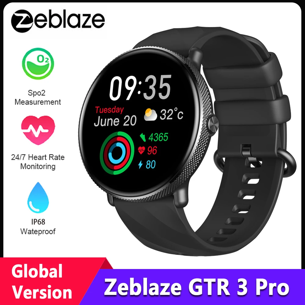 Original Zeblaze GTR 3 Pro Smart Watch Men 1.43in AMOLED Display Fitness Tracker 316L Stainless Steel IP68 Waterproof Smartwatch