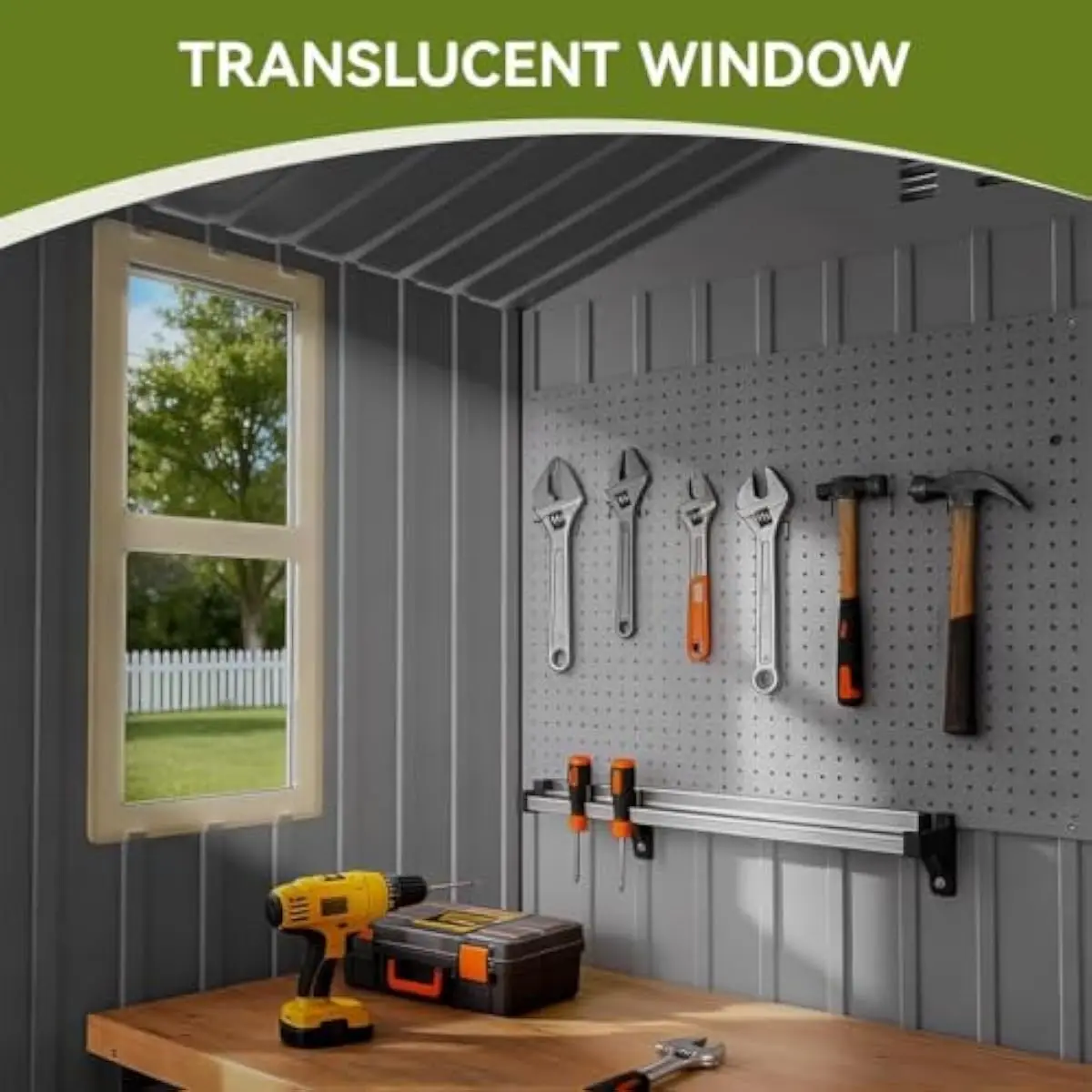 Weatherproof Galvanized Steel Shed with Window and Ventilation for Garden Tools Lawn Mower Storage Secure Double Doors Durable B - view 6