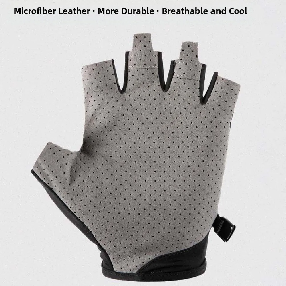 1 Pair Breathable Cycling Gloves Anti-slip Contrast Color Fitness Gloves Silicone Sweat-wicking Half-finger Mittens Exercise
