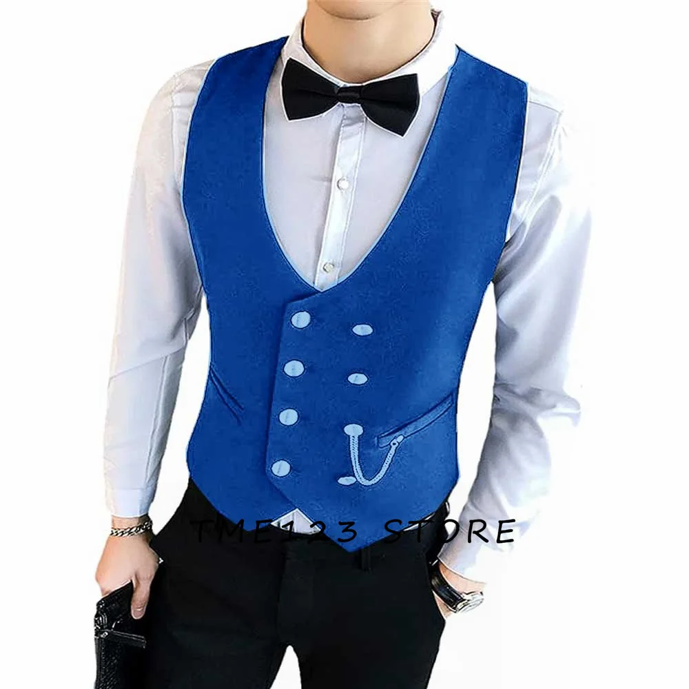 Men's Serge Casual Solid Color Double Breasted Vest Vests for Women Gothic Chaleco Formal Man Ambo Suit Male Wang Steampunk Mens