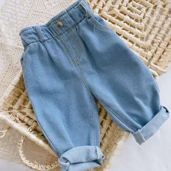 1-4 Years Children Pants Kids Pocket Denim Trousers Baby Clothes Toddler Spring Autumn Korean Bottoms Casual High Waist Jeans