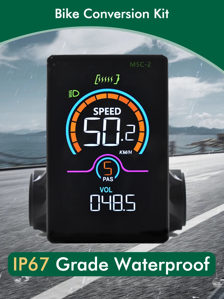 M5C-2 E-bike LCD  Digital Color Display Meter SM/Waterproof Connection Plug Digital ebike Electric Bicycle Display With USB UART