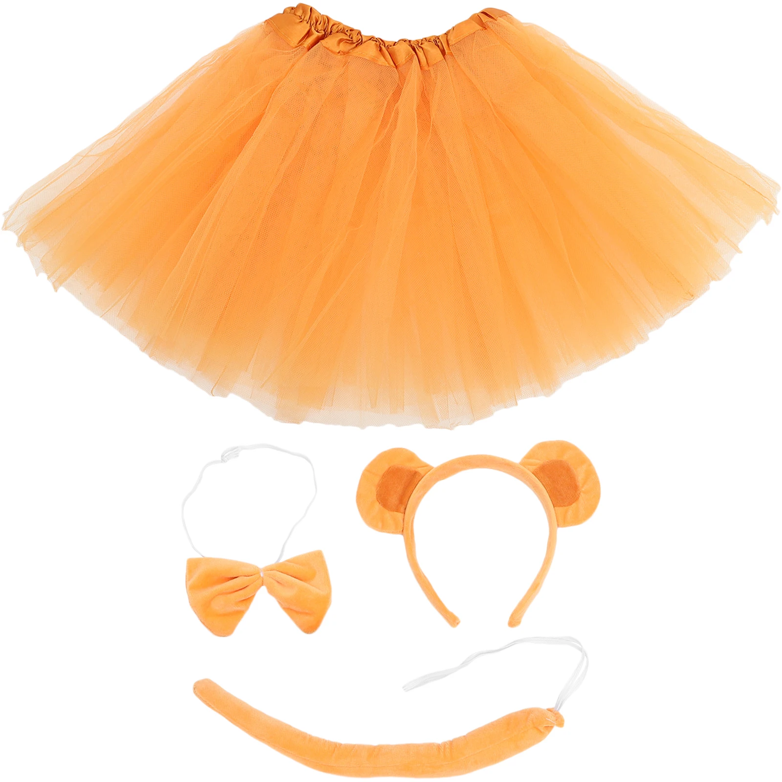 

Monkey Ears Headb Tail Bow Tie Tutu Skirt Kids Costume Accessories Shallow Brown Girls Child Halloween Christmas Party Role