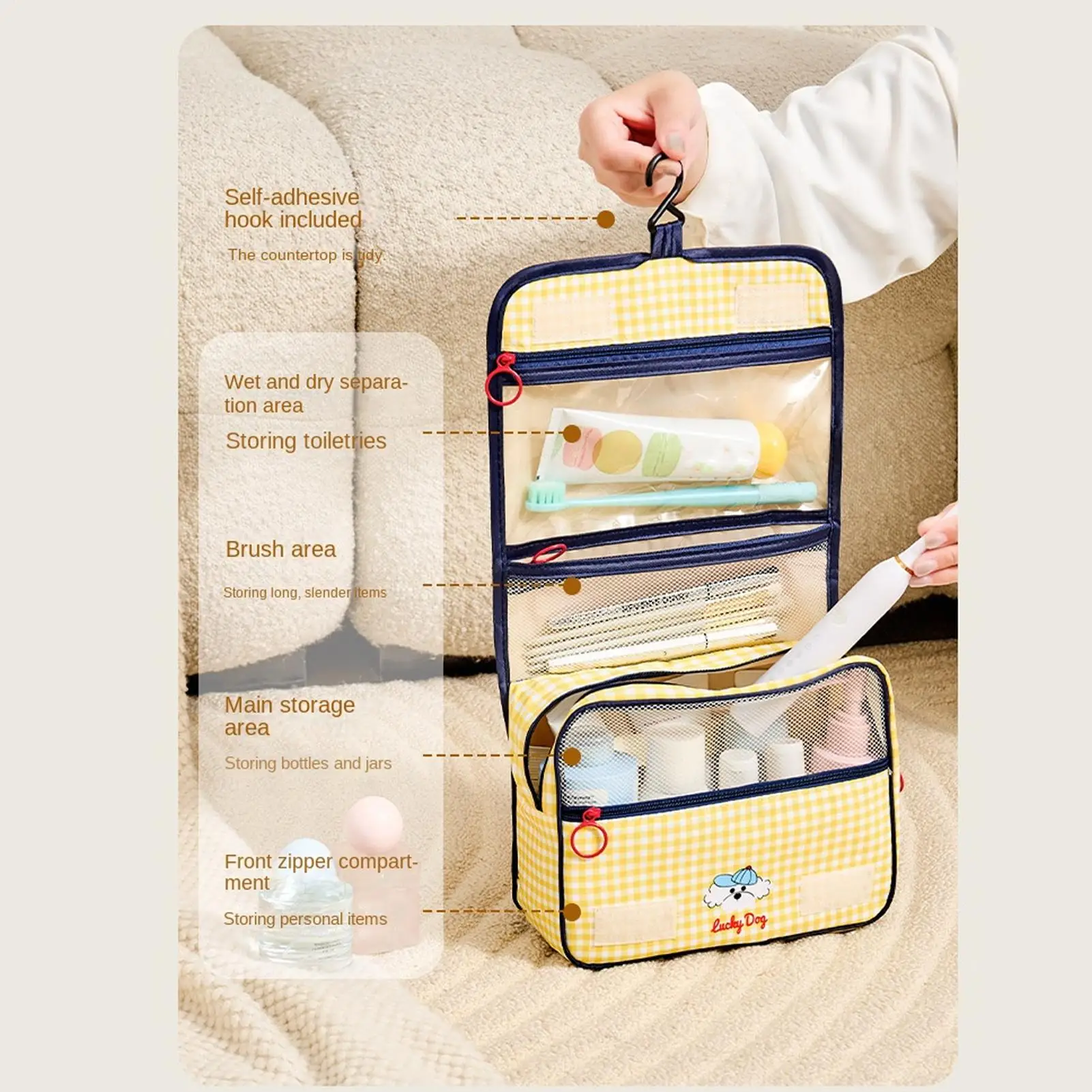 Hanging Travel Toiletry Bag With Hook Compartment Shampoo Conditioner Case Compact Toiletry Bag For cosmetic Makeup Brush Set