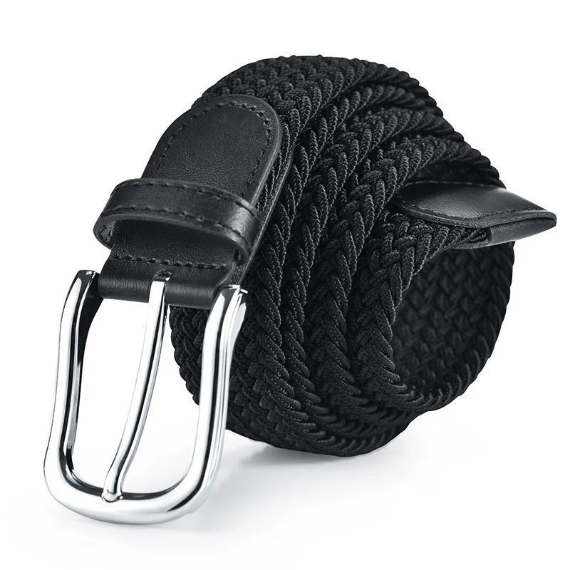 

3.5cm Unisex Non-hole Punch-free Men Woven Belt Elastic Stretch Canvas Belt Female Korean Style Versatile Student Pants Belt