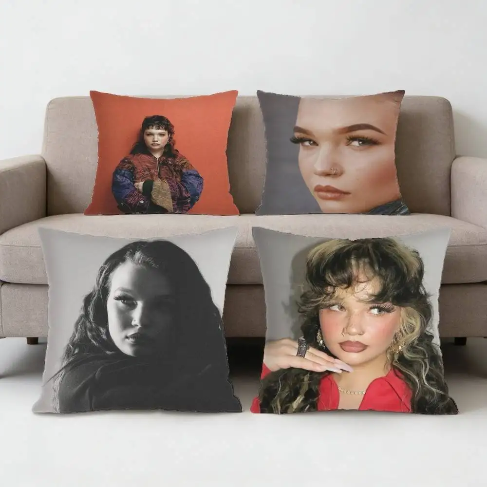 

England Singer Lola Young Messy Pillow Case Anti-dustmite Pillowcase Invisible zipper silky short plush Sofa cushion cover