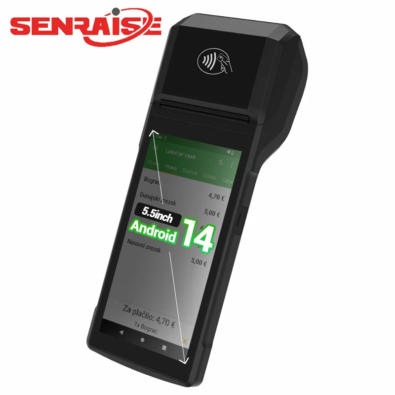 Nuovo prodotto Macchina POS NFC Android 13 14 Core-8 Terminale di pagamento completo al dettaglio Dispositivi POS Punto del sistema Stampante da 80 mm