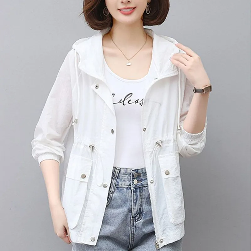 Chaqueta fina de protección solar para mujer, abrigo informal con cremallera, Tops básicos, novedad de verano 2023
