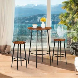 Small Dining Table Set Round Bistro Counter Height Bar Table and Stools