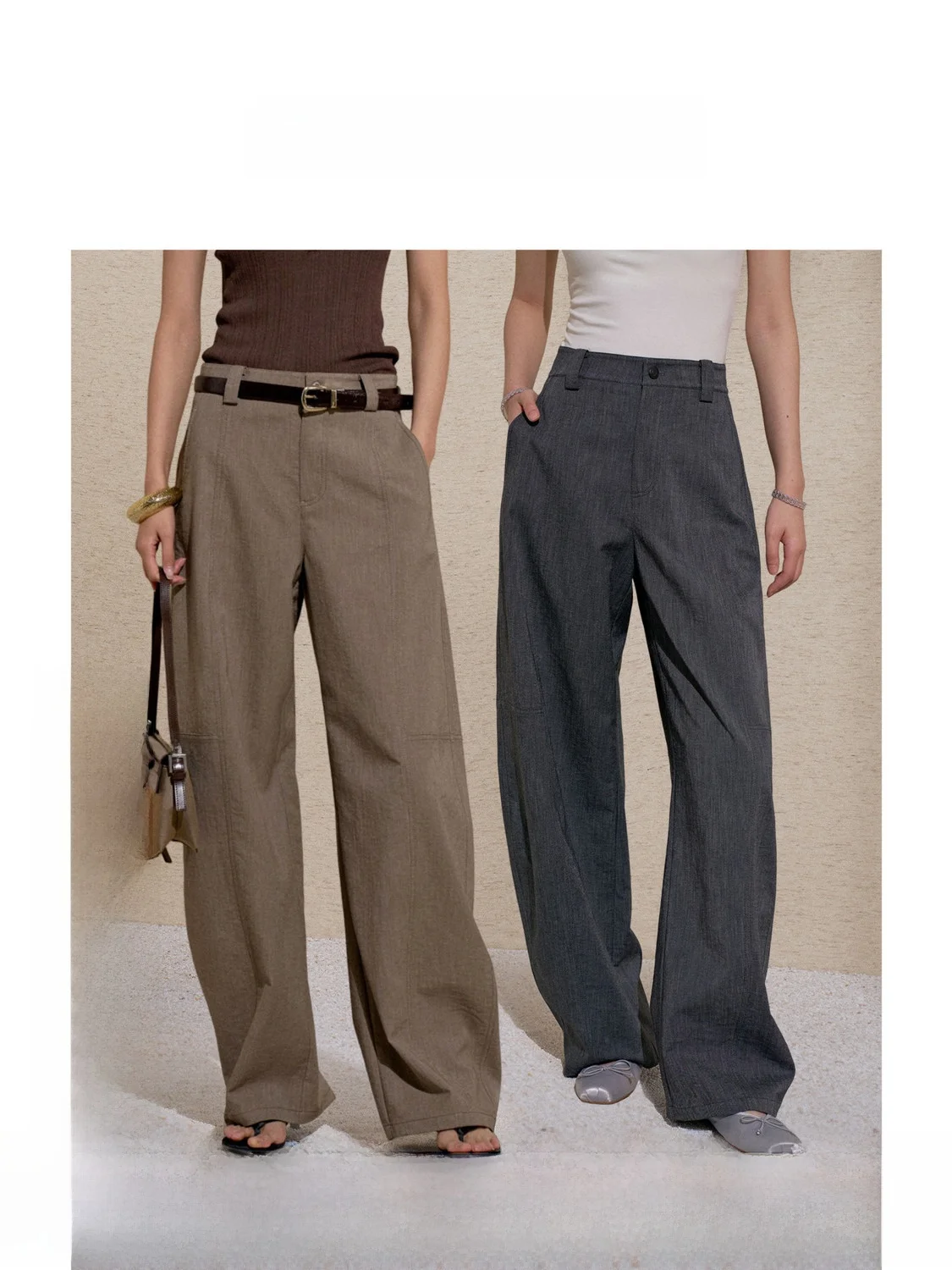 

ZhiZhi Rainy Tower Women's Casual Straight Leg Pants High Waist Button Closure Polyester Blend Comfortable Drapey Asymmetrical