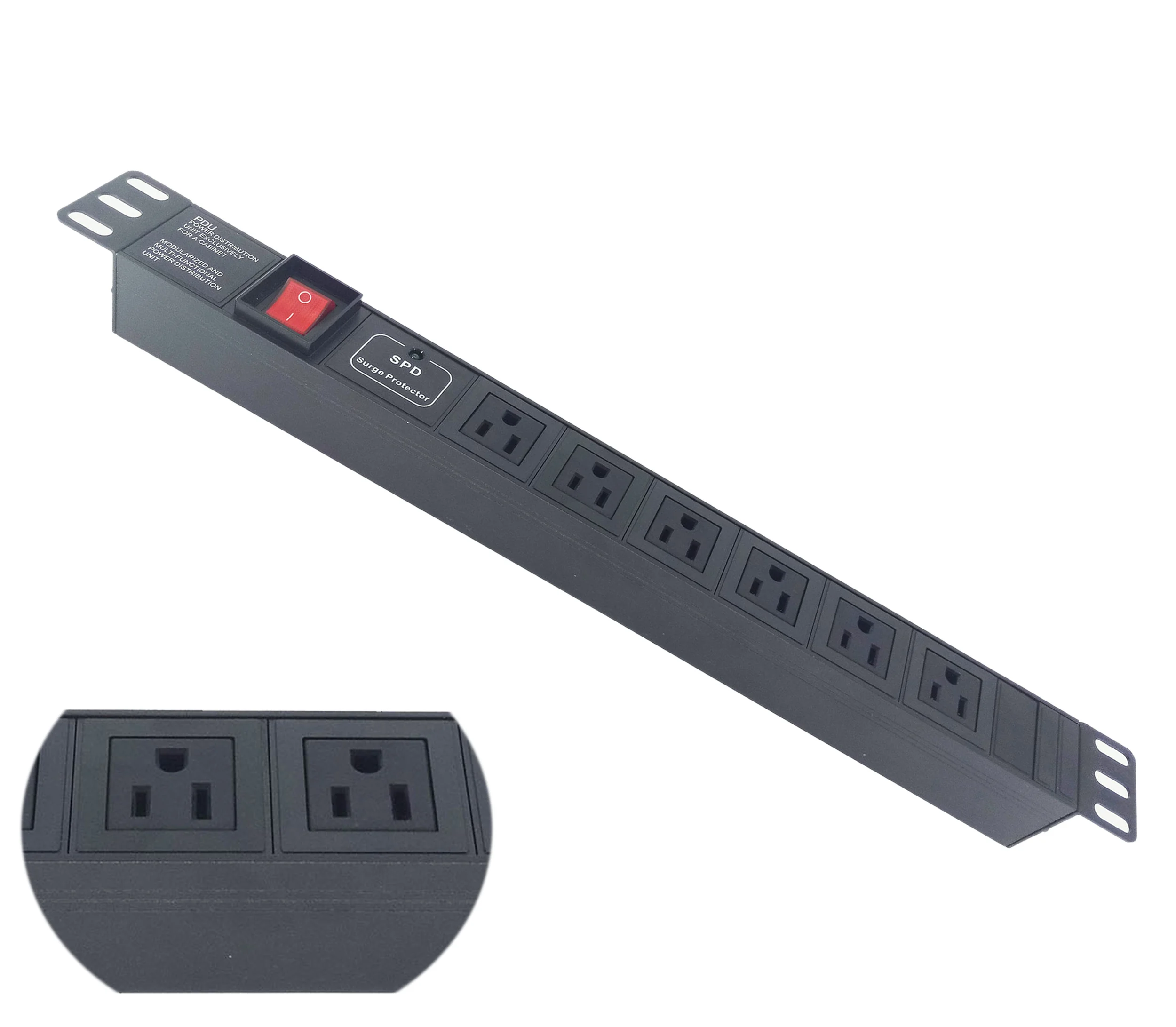 

OEM 19inch 110V Rackmount Plug Spd Surge Protector Server Cabinet 6Way 15 Amp Rack Mount Usa Pdu