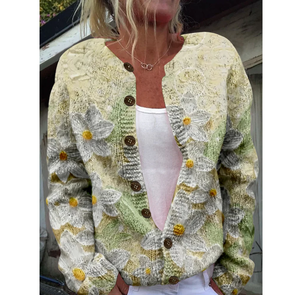 

Autumn Winter Knitted Cardigan Women Sweater Vintage Sweaters Knit Top Fashion Chic Jumpers Streetwear Casual Gift