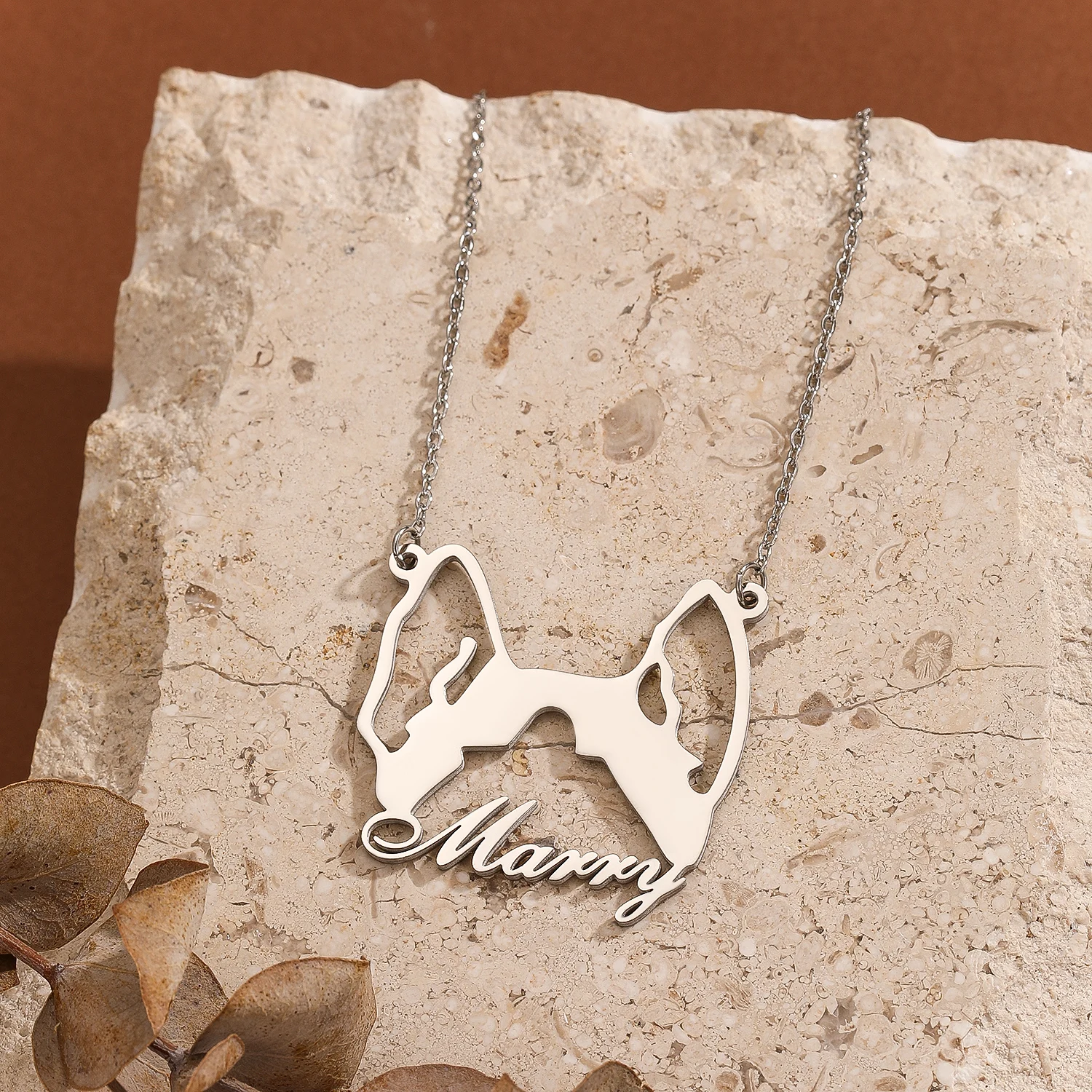 QIAMNI Trendy Pet Dog Custom Name Pendant Stainless Steel Personalized Husky Nameplate Animal Necklace For Women Men Jewelry ﻿