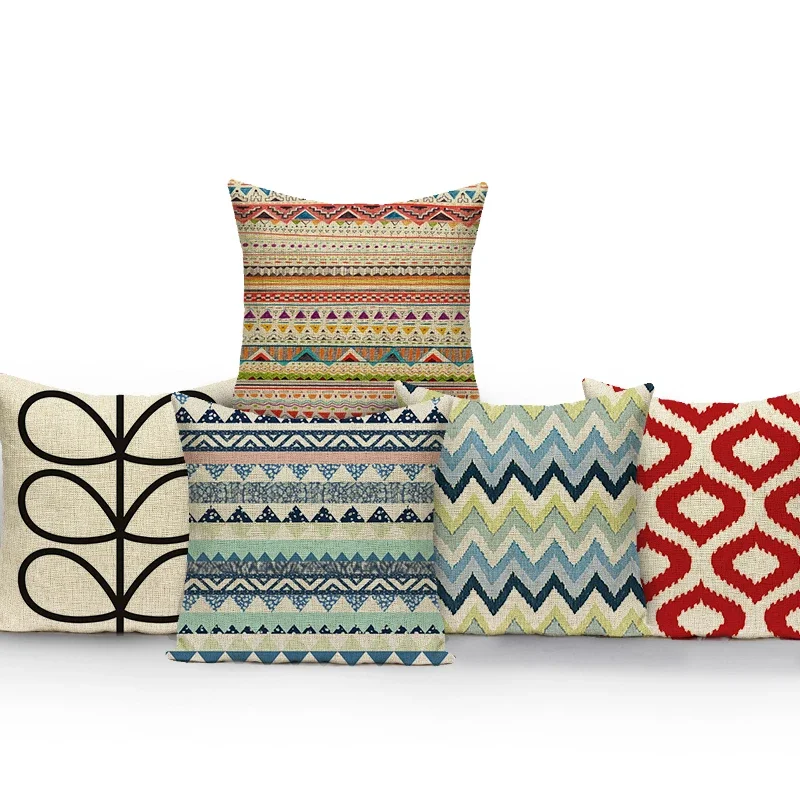 Geometry Colorful Stripes Cushion Cover Modern Nordic Decorative Pillows Cover Sofa Bed Couch Throw Pillows Case Home Decor