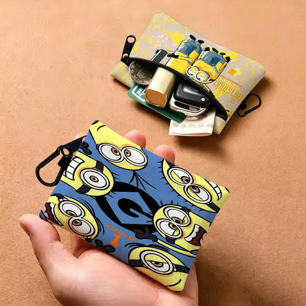 Cartoon Movie M-Minions Oxford Cloth Zipper Wallet Multifunctional Hanging Coin Bag For Credit Cards Keys Coins Earbuds