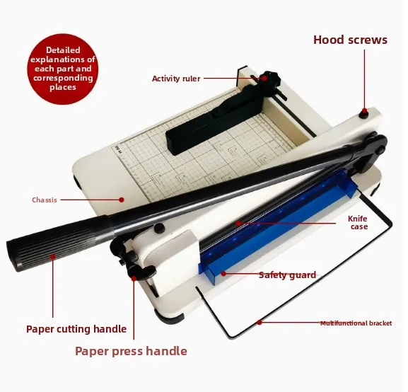 858-A3 17 Inch Manual Heavy Duty Paper Cutter 44mm Cutting Thickness 400 Sheets Guillotine Trimmer for Office