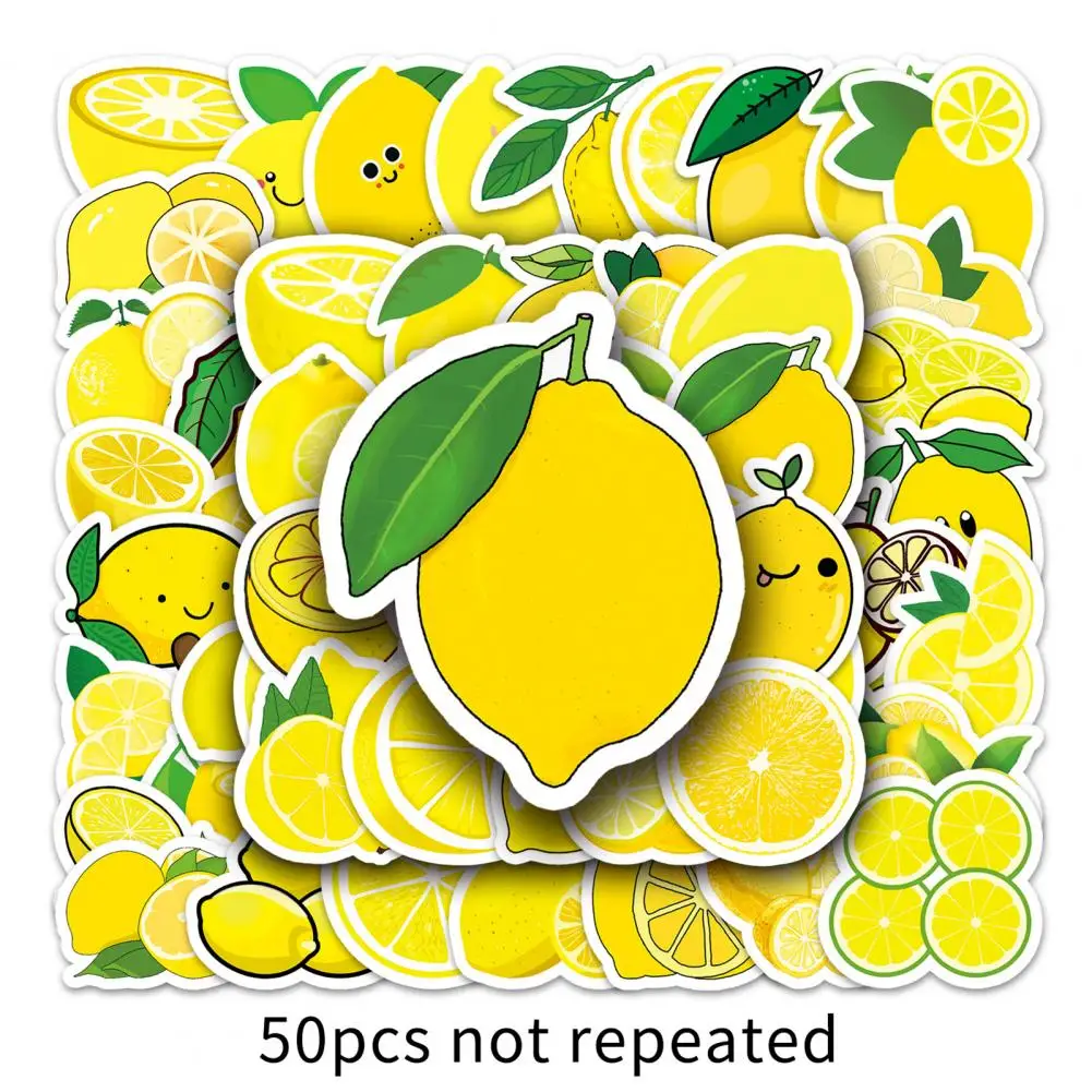 Tidak pudar 50 buah casing ponsel DIY yang sangat baik stiker Lemon stiker alat tulis perekat diri dapat digunakan kembali kehidupan sehari-hari