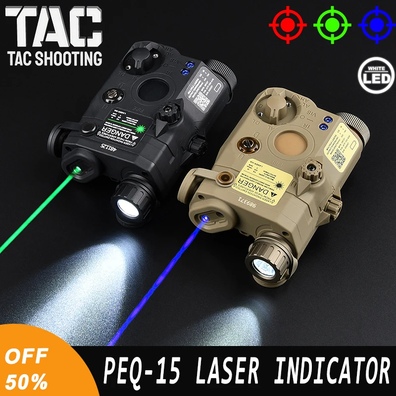 

WADSN Tactical Flashlight PEQ Red Green Blue NO IR Dot Laser Sight White LED Military Scout Weapon Light Strobe Hunting Airsoft