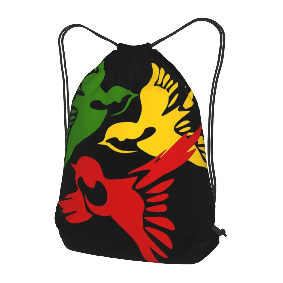 Kawaii Three Little Birds Reggae Backpacks Portable Drawstring Bags Storage Bag Book Bags for Travel Students
