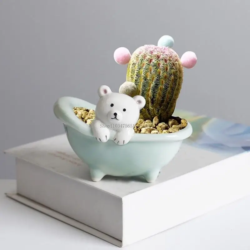 

Керамическая свинья/медведь мясистое растение цветочное горшок для дома зеленый растительный растение личность творческие дома