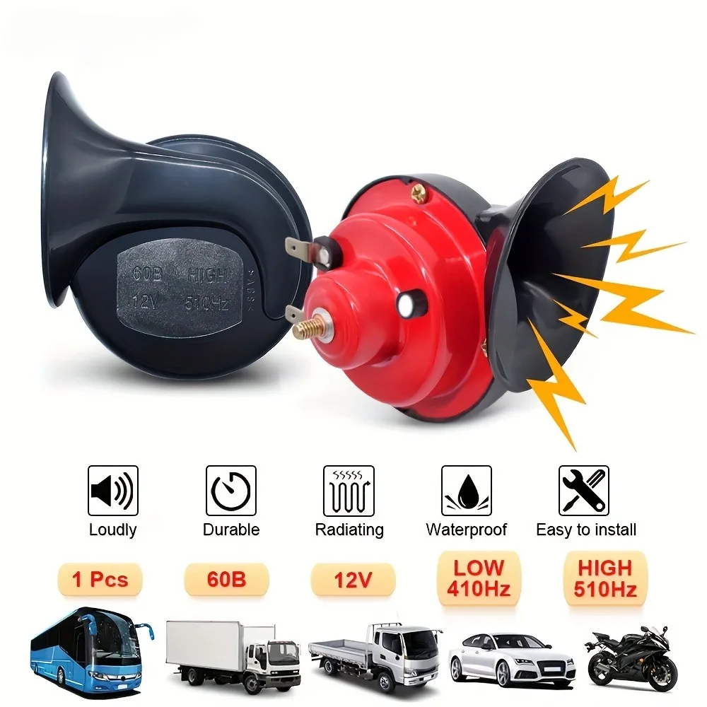 

120db Car Horn 12v Waterproof Horn for Trucks Trains and Ships Electric Snails for Cars Motorcycles Electronic Parts for Cars