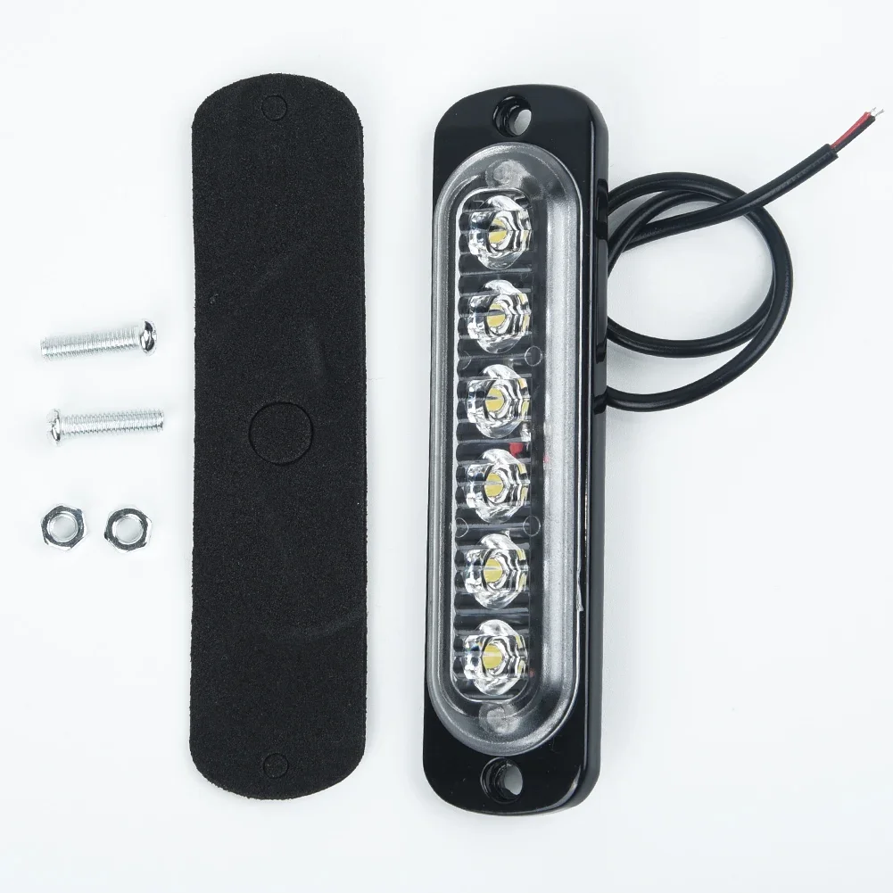 Voltage: DC 12V  * Current: 333mA  * Number Of LED: 6x LEDs/Light  * Housing Material: Plastic  * Colors: Black Housing + Clear