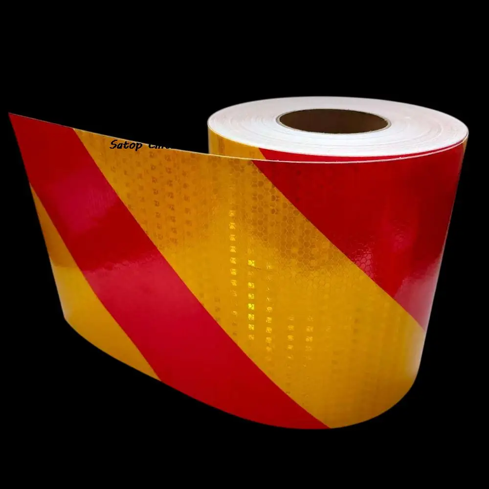 5cm/10cm/15cm/20cm*5M Right Twill Yellow-Red Reflective Stickers High Intensity Reflectors Material Waterproof Tapes For Vehicle